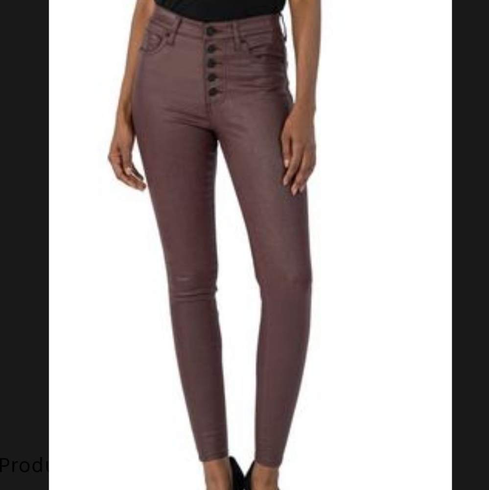KUT From the Kloth High Rise Mia Fab AB Toothpick Skinny Coated New